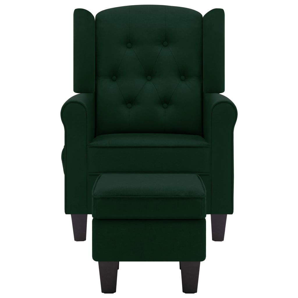 Fauteuil de massage avec repose-pied vert foncé tissu - XIOS