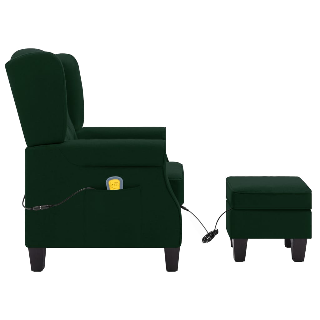 Fauteuil de massage avec repose-pied vert foncé tissu - XIOS
