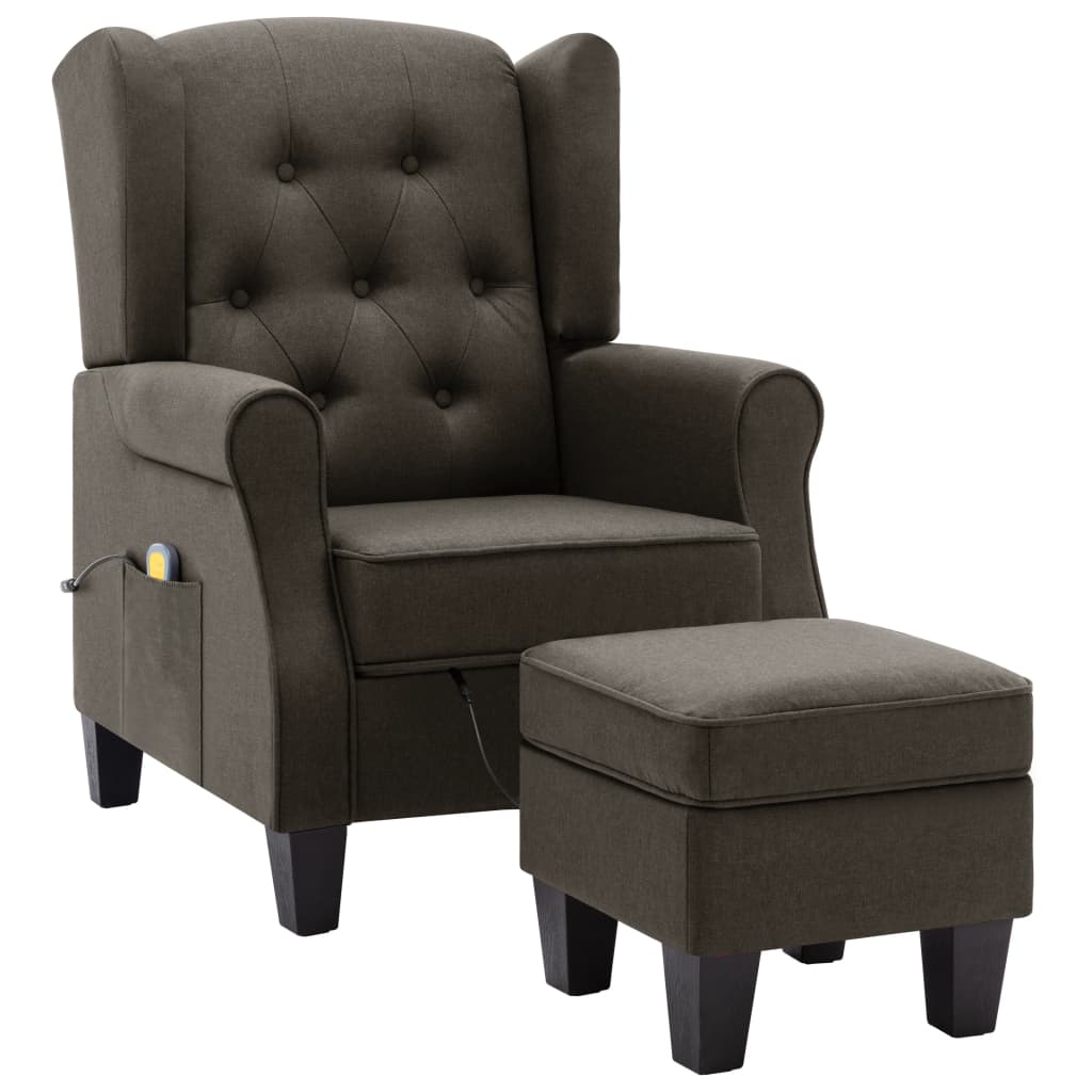 Fauteuil de massage avec repose-pied Taupe Tissu - XIOS