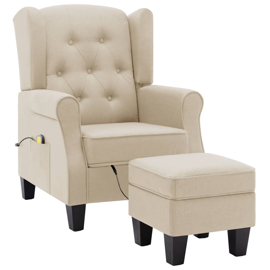 Fauteuil de massage avec repose-pied Crème Tissu - XIOS