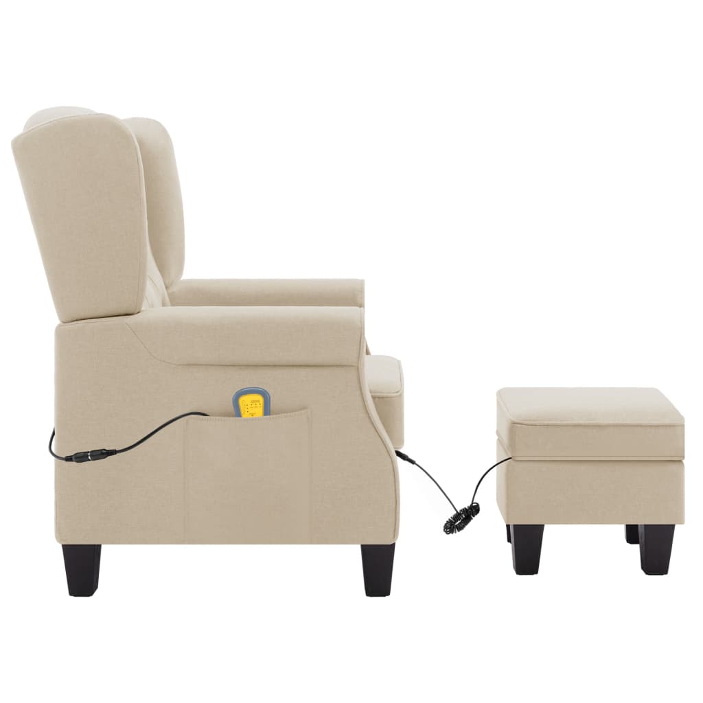 Fauteuil de massage avec repose-pied Crème Tissu - XIOS