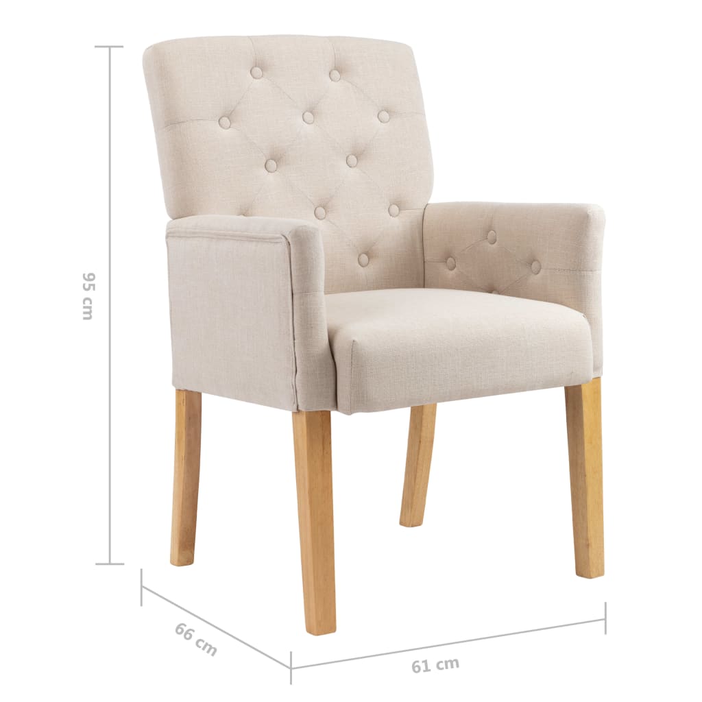 Chaise à manger avec accoudoirs Beige Tissu - XIOS