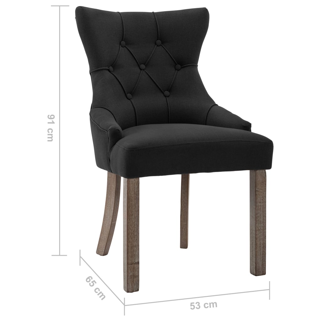 Chaises à manger lot de 2 noir tissu - XIOS