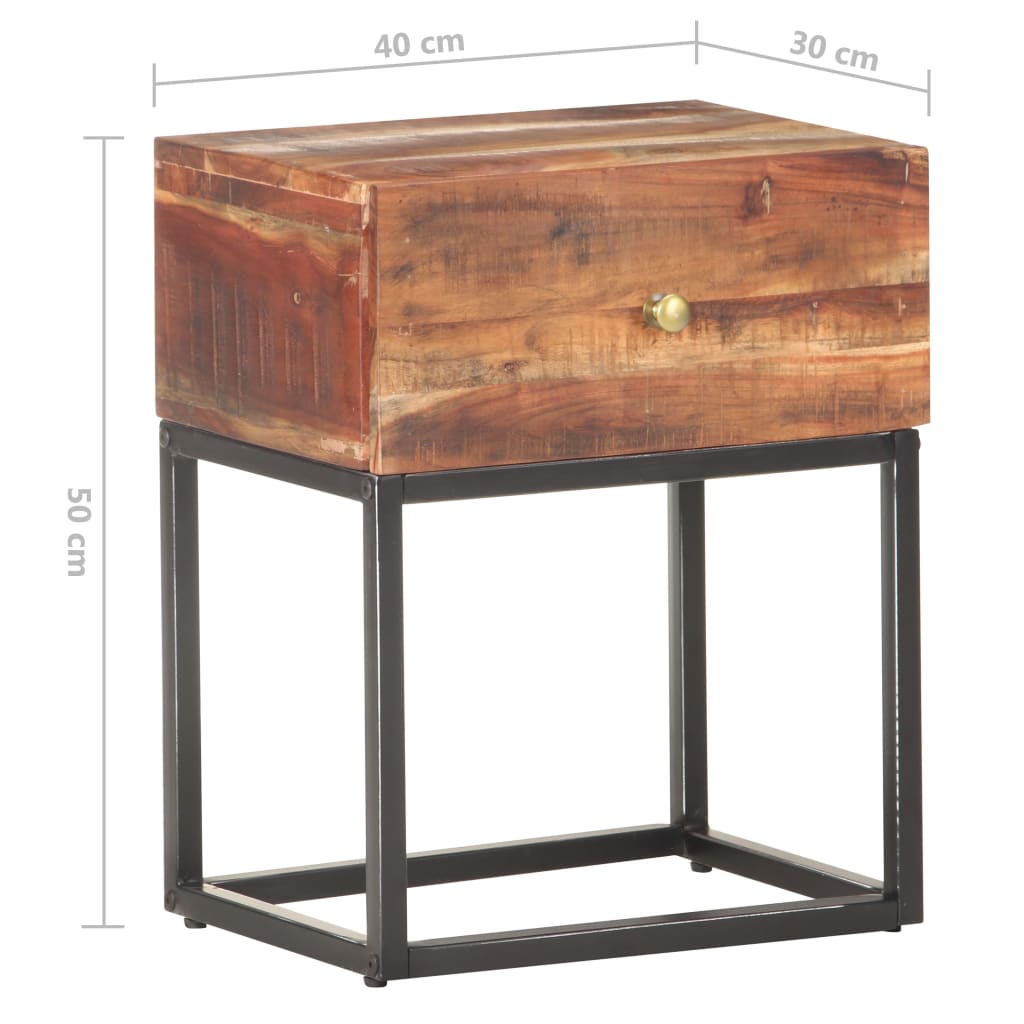 Table de chevet 40x30x50 cm Bois d'acacia brut - XIOS