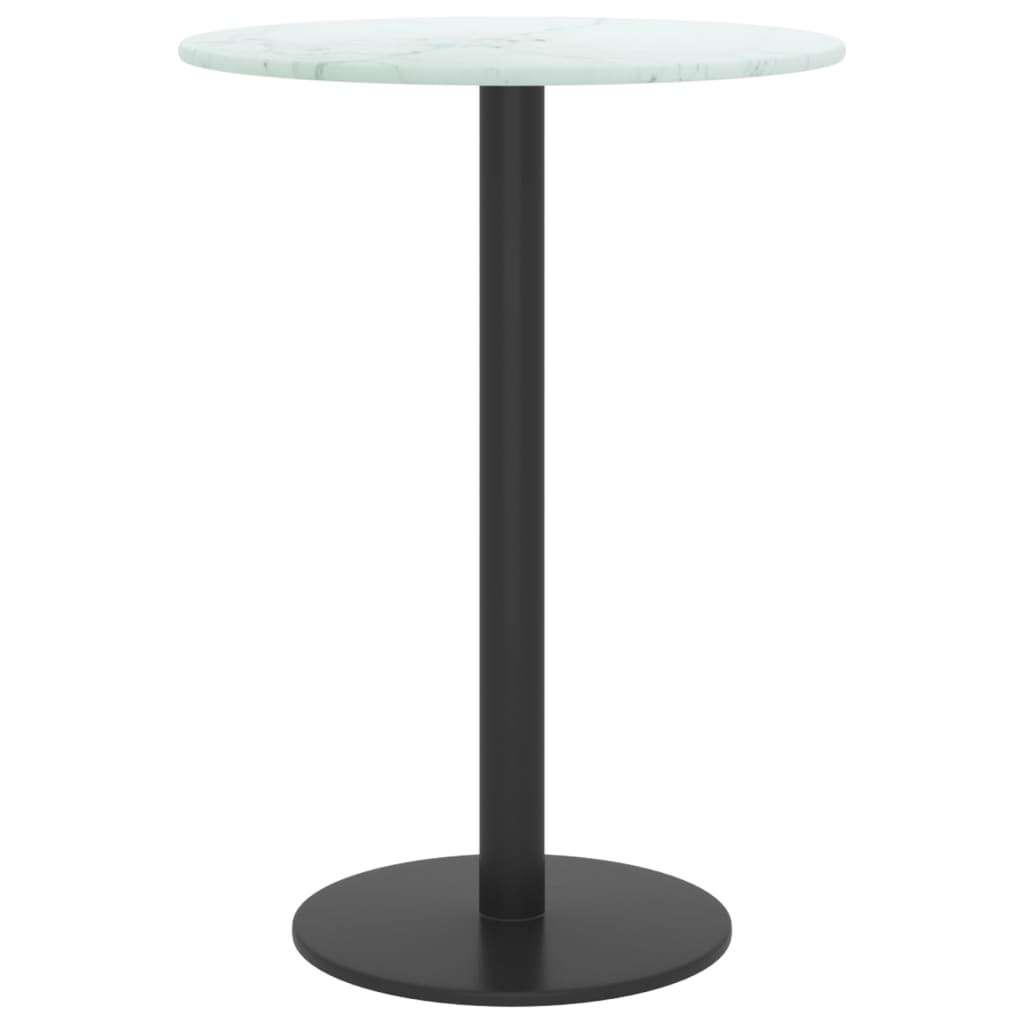 Dessus de table blanc Ø30x0,8cm verre trempé avec design marbre - XIOS