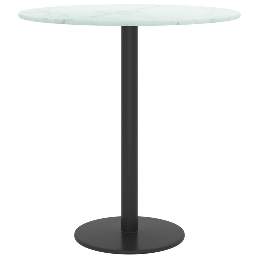 Dessus de table blanc Ø40x0,8cm verre trempé avec design marbre - XIOS