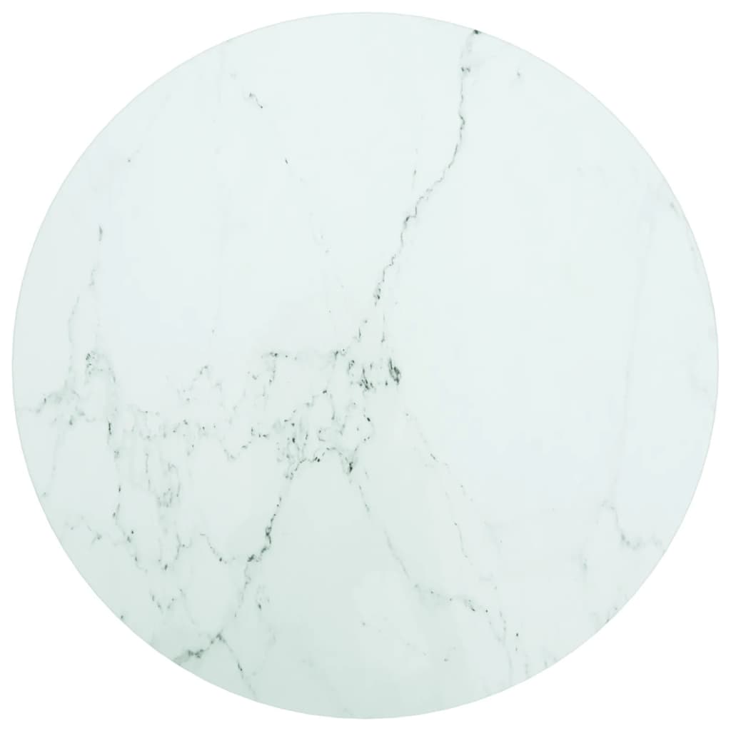 Dessus de table blanc Ø50x0,8cm verre trempé avec design marbre - XIOS