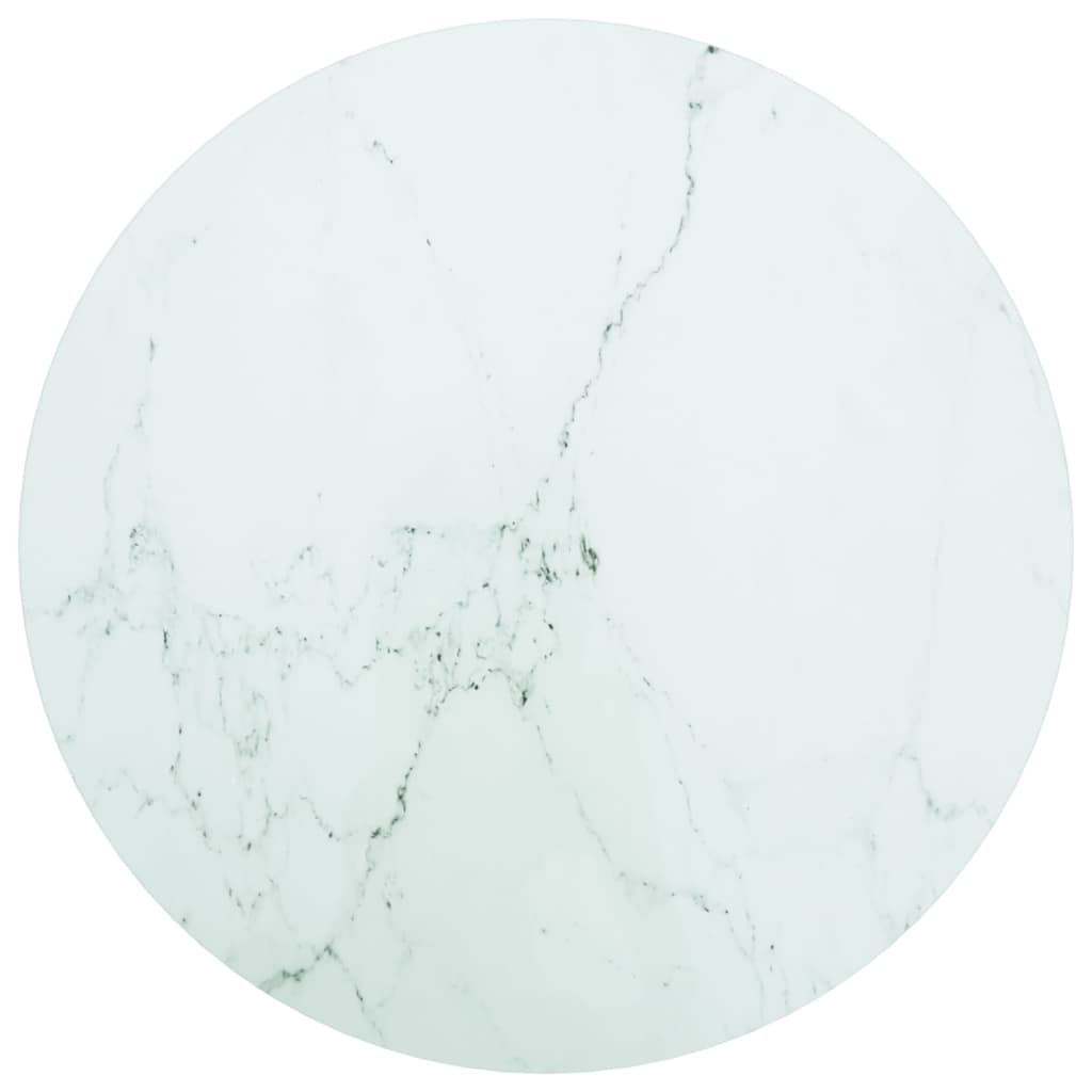 Dessus de table blanc Ø60x0,8cm verre trempé avec design marbre - XIOS