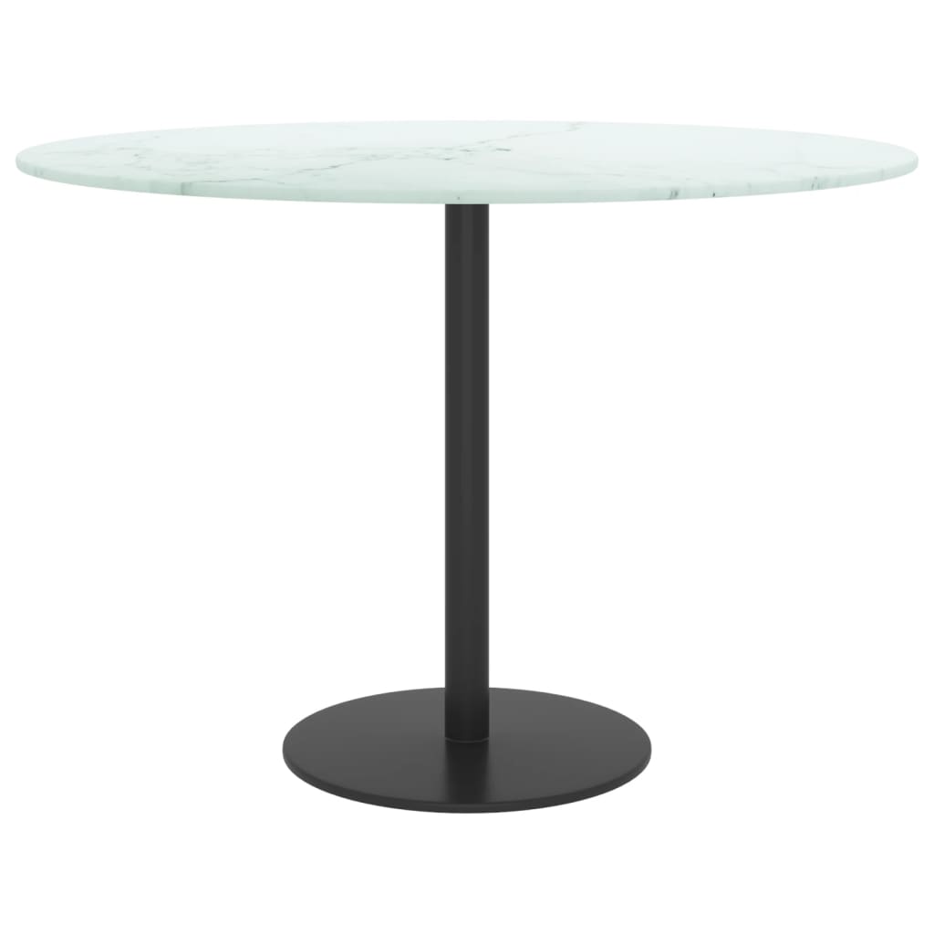 Dessus de table blanc Ø60x0,8cm verre trempé avec design marbre - XIOS