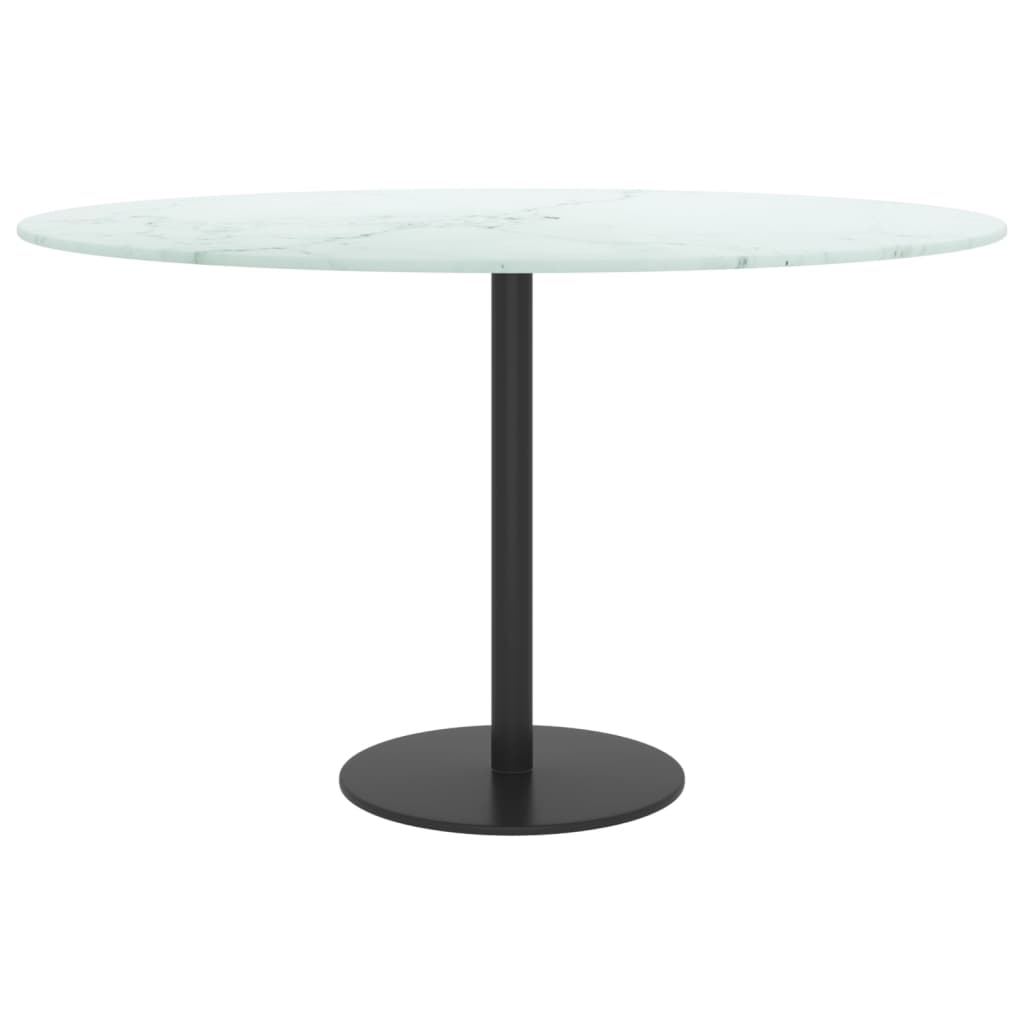 Dessus de table blanc Ø70x0,8cm verre trempé avec design marbre - XIOS