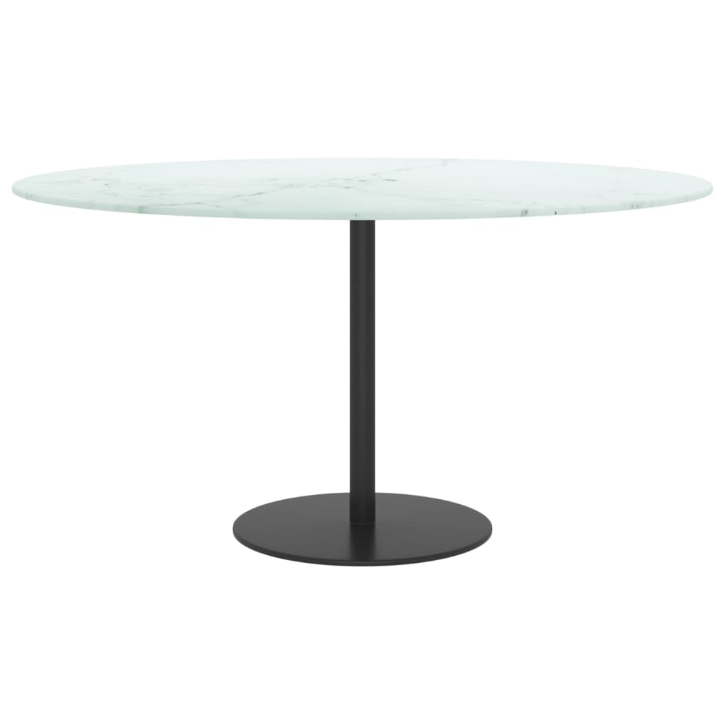 Dessus de table blanc Ø80x1 cm verre trempé avec design marbre - XIOS