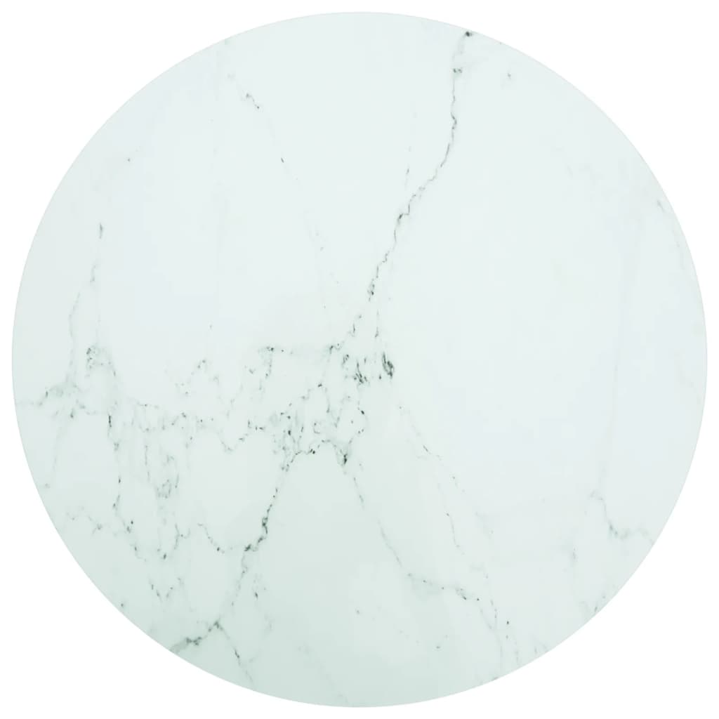 Dessus de table blanc Ø90x1 cm verre trempé avec design marbre - XIOS