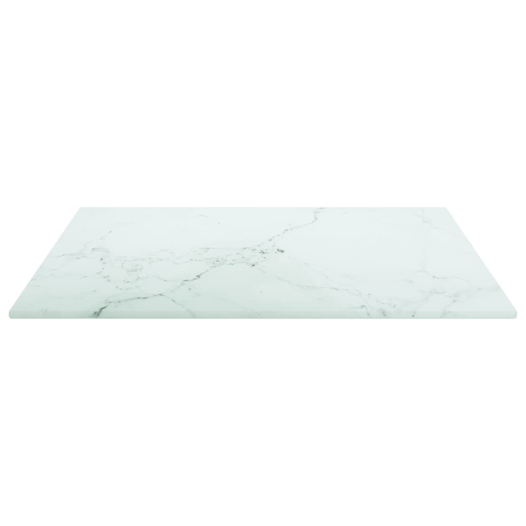 Dessus de table blanc 40x40 cm 6 mm verre trempé design marbre - XIOS