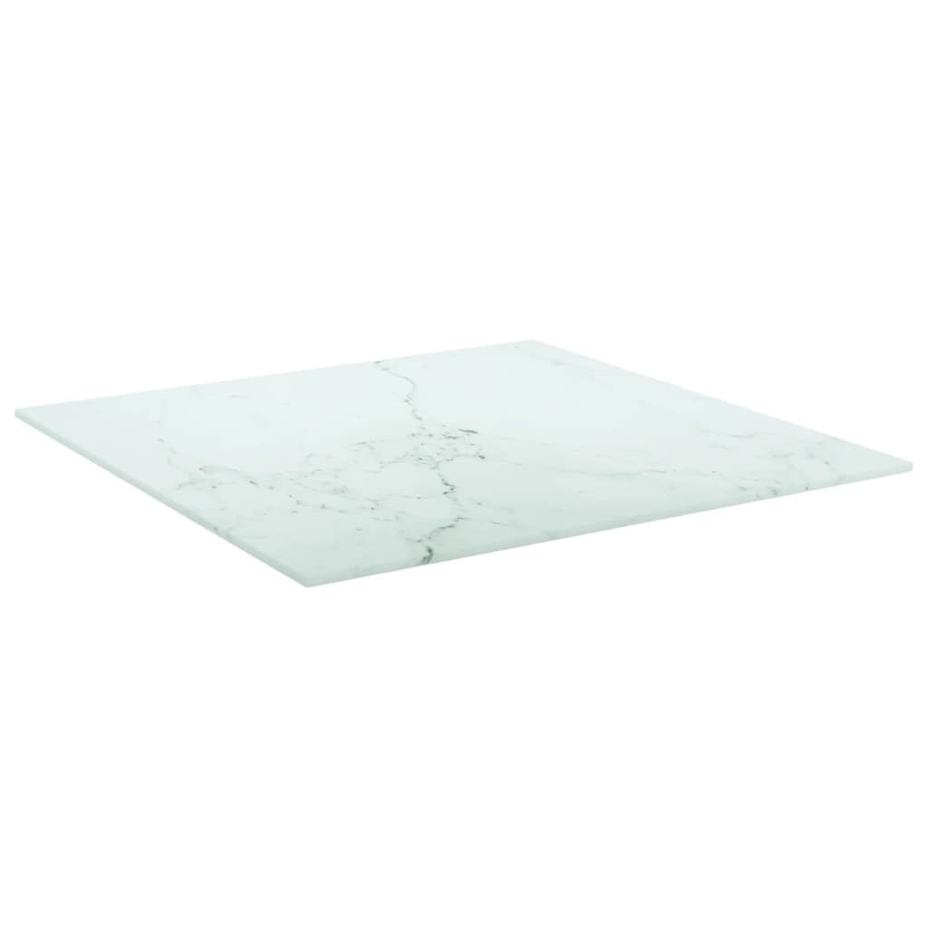 Dessus de table blanc 50x50 cm 6 mm verre trempé design marbre - XIOS