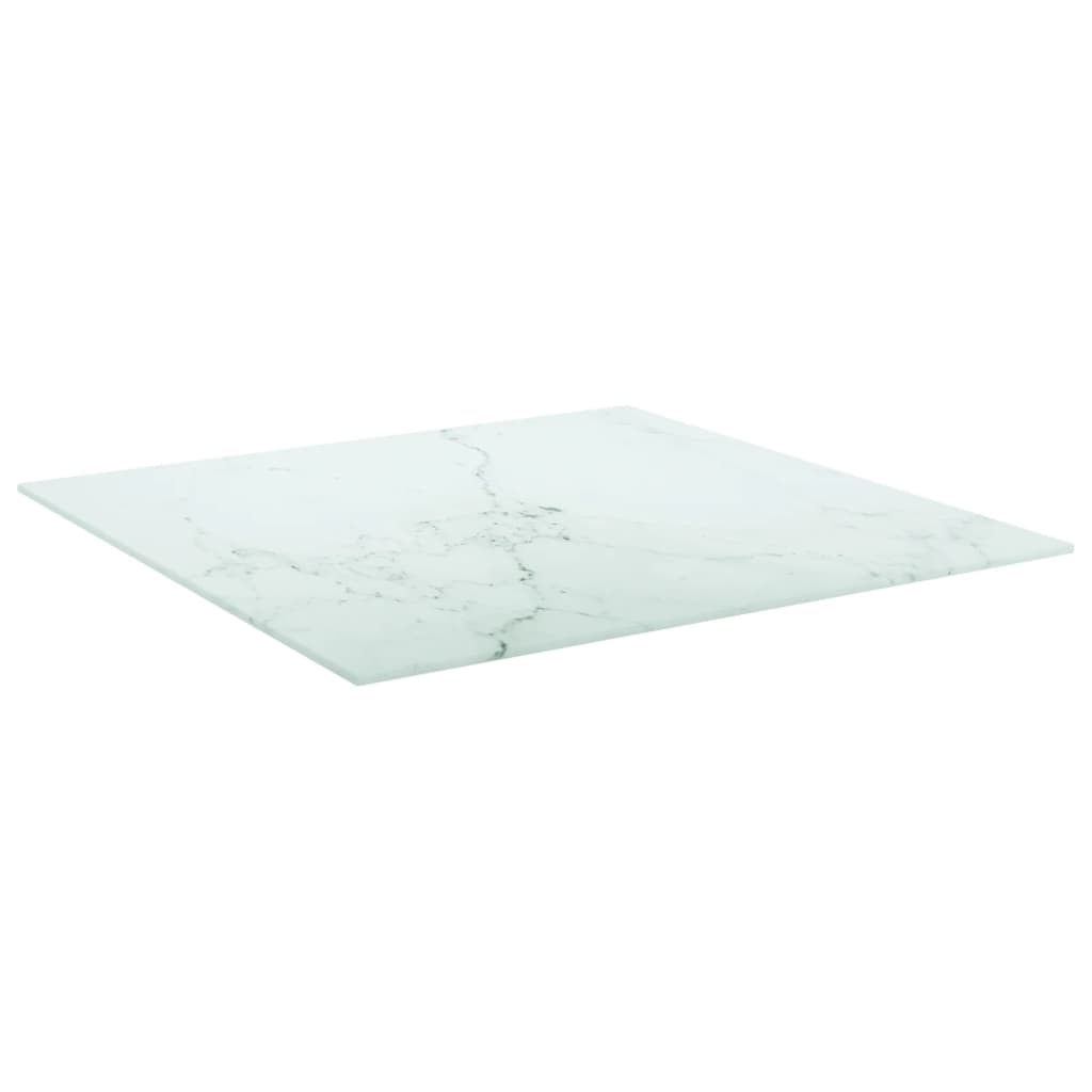 Dessus de table blanc 60x60 cm 6 mm verre trempé design marbre - XIOS