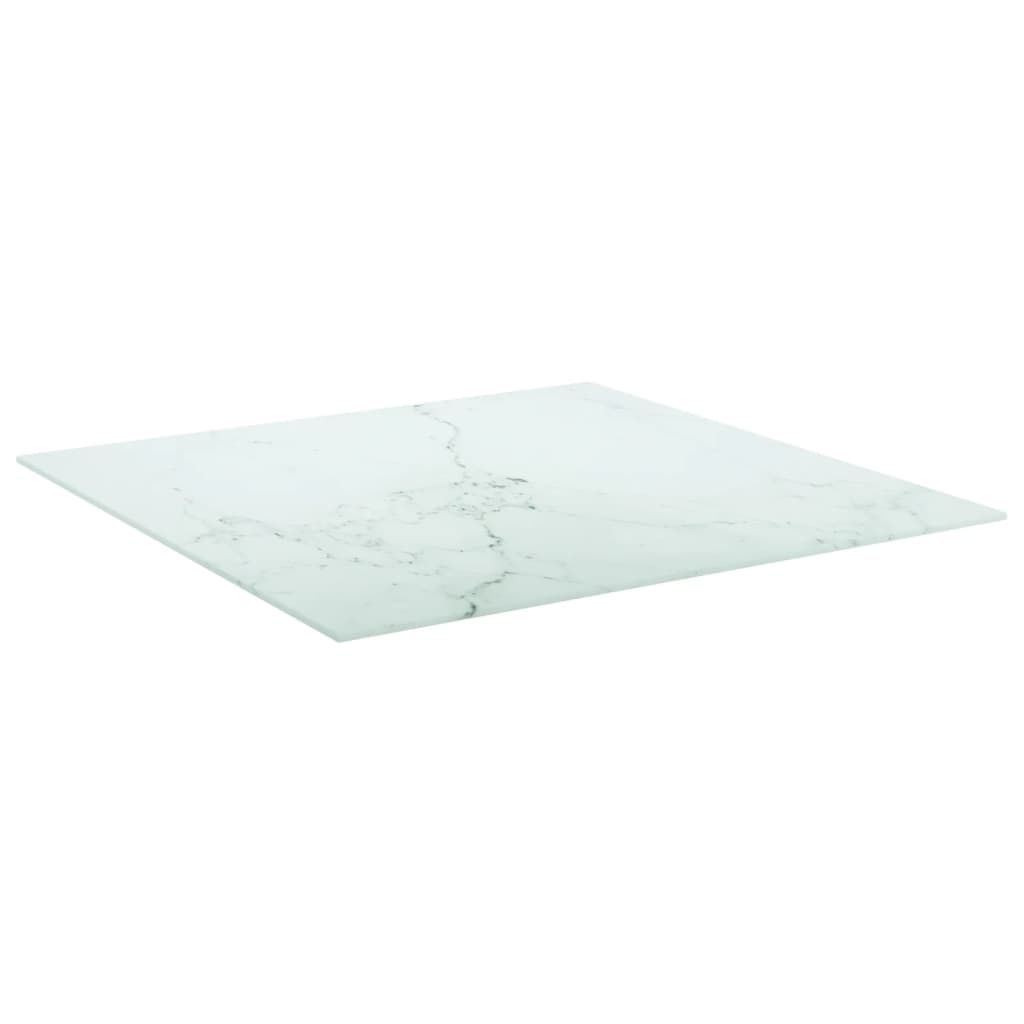Dessus de table blanc 70x70 cm 6 mm verre trempé design marbre - XIOS