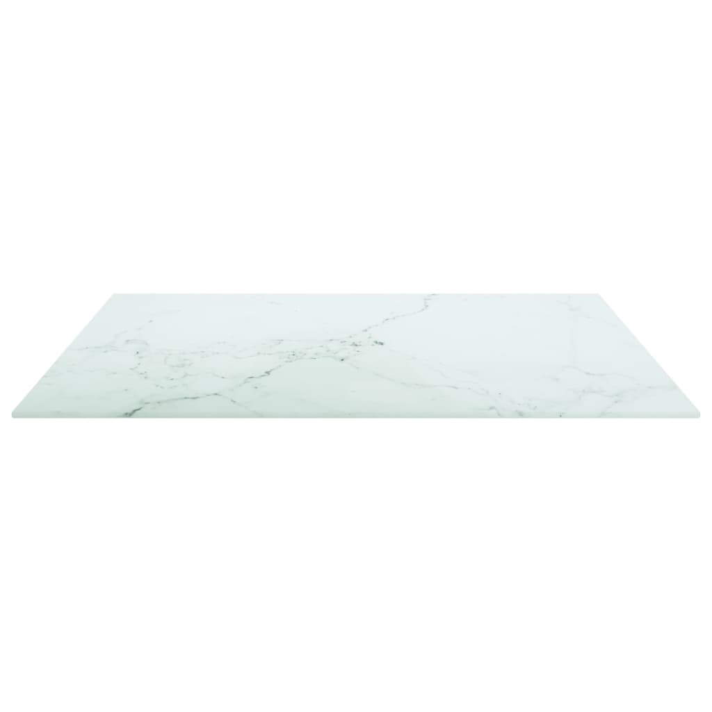 Dessus de table blanc 70x70 cm 6 mm verre trempé design marbre - XIOS