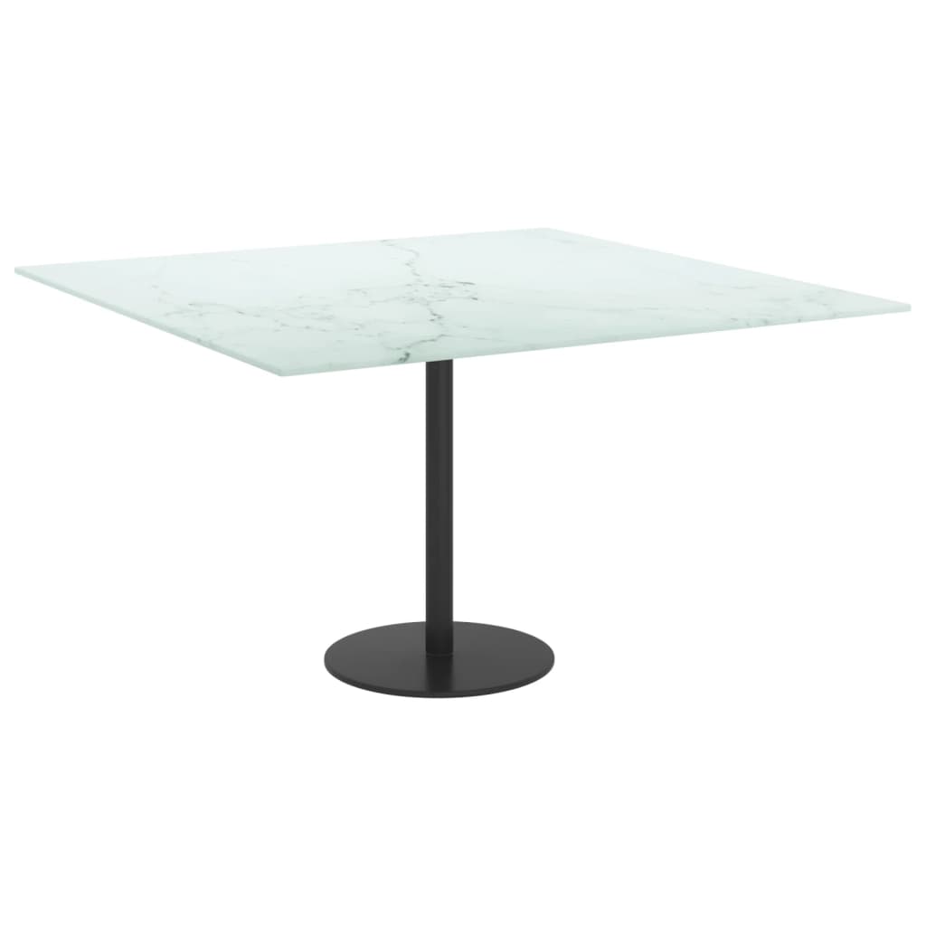 Dessus de table blanc 70x70 cm 6 mm verre trempé design marbre - XIOS