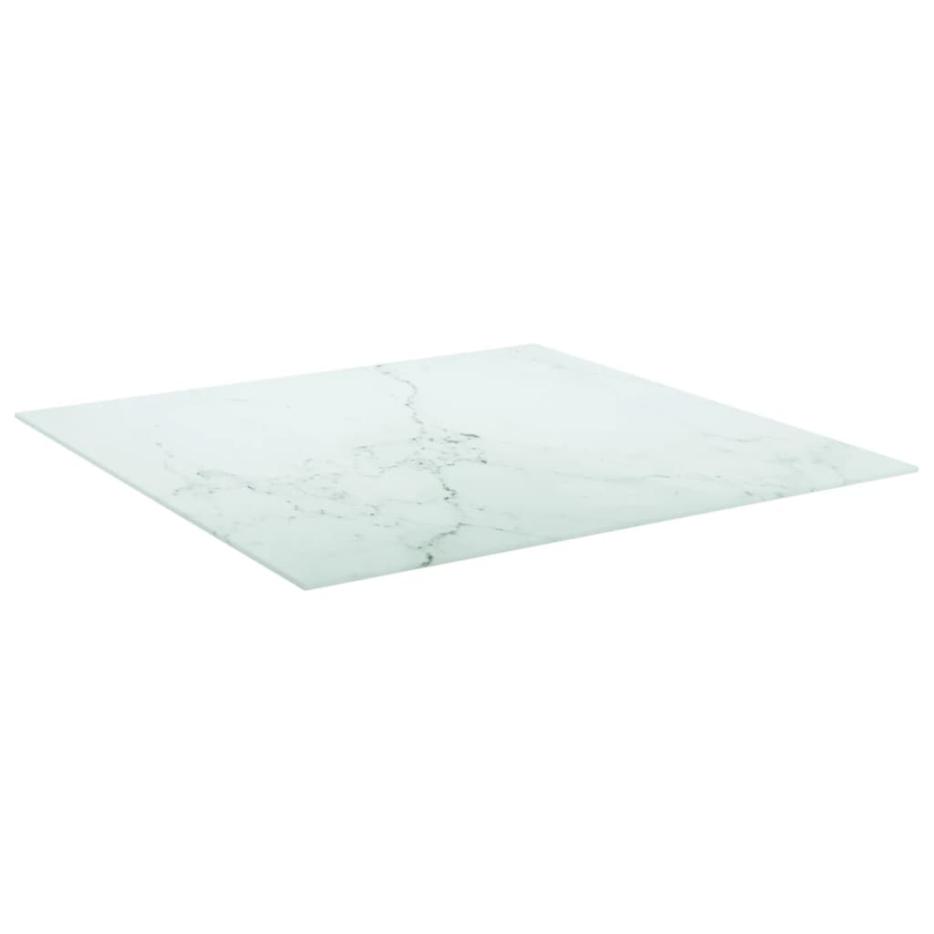 Dessus de table blanc 80x80 cm 6 mm verre trempé design marbre - XIOS