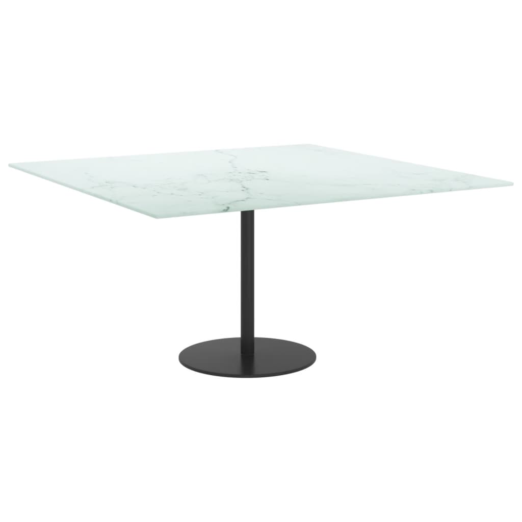 Dessus de table blanc 80x80 cm 6 mm verre trempé design marbre - XIOS