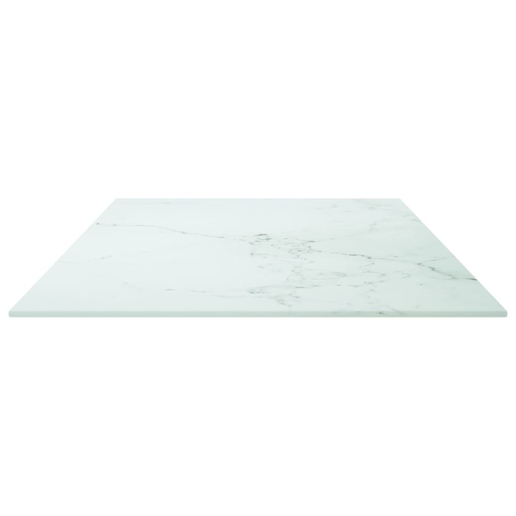 Dessus de table blanc 100x50 cm 6 mm verre trempé design marbre - XIOS