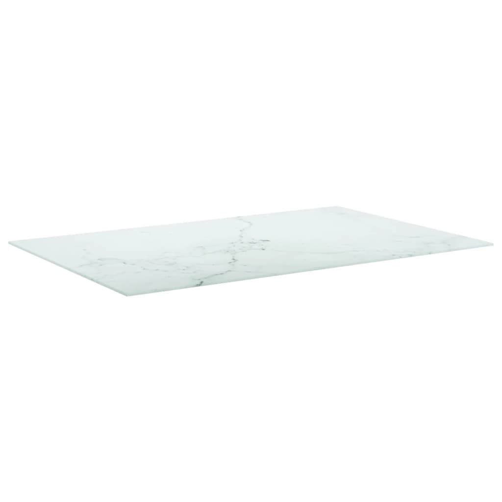 Dessus de table blanc 100x62 cm 8 mm verre trempé design marbre - XIOS