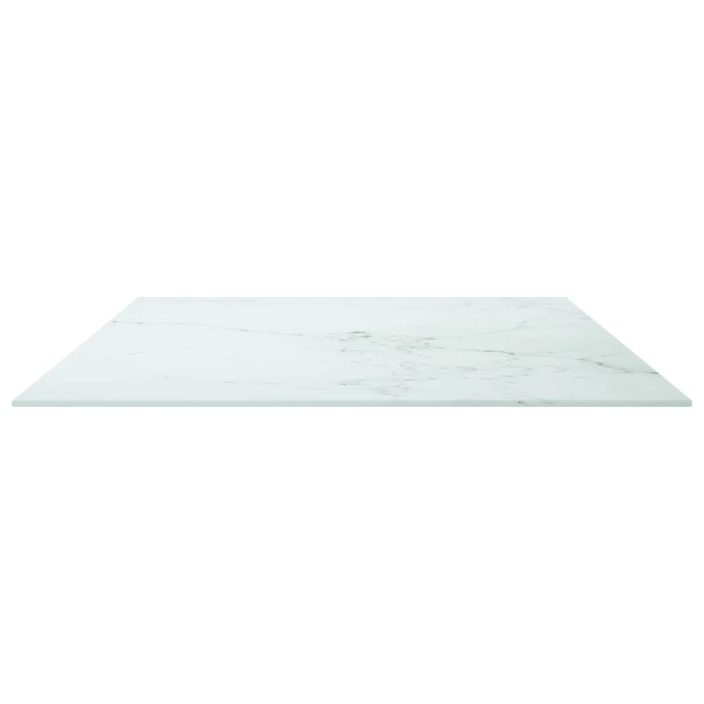 Dessus de table blanc 100x62 cm 8 mm verre trempé design marbre - XIOS