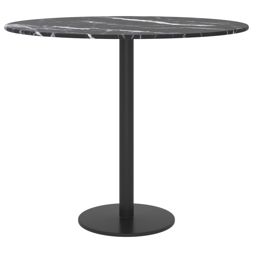 Dessus de table noir Ø50x0,8cm verre trempé avec design marbre - XIOS