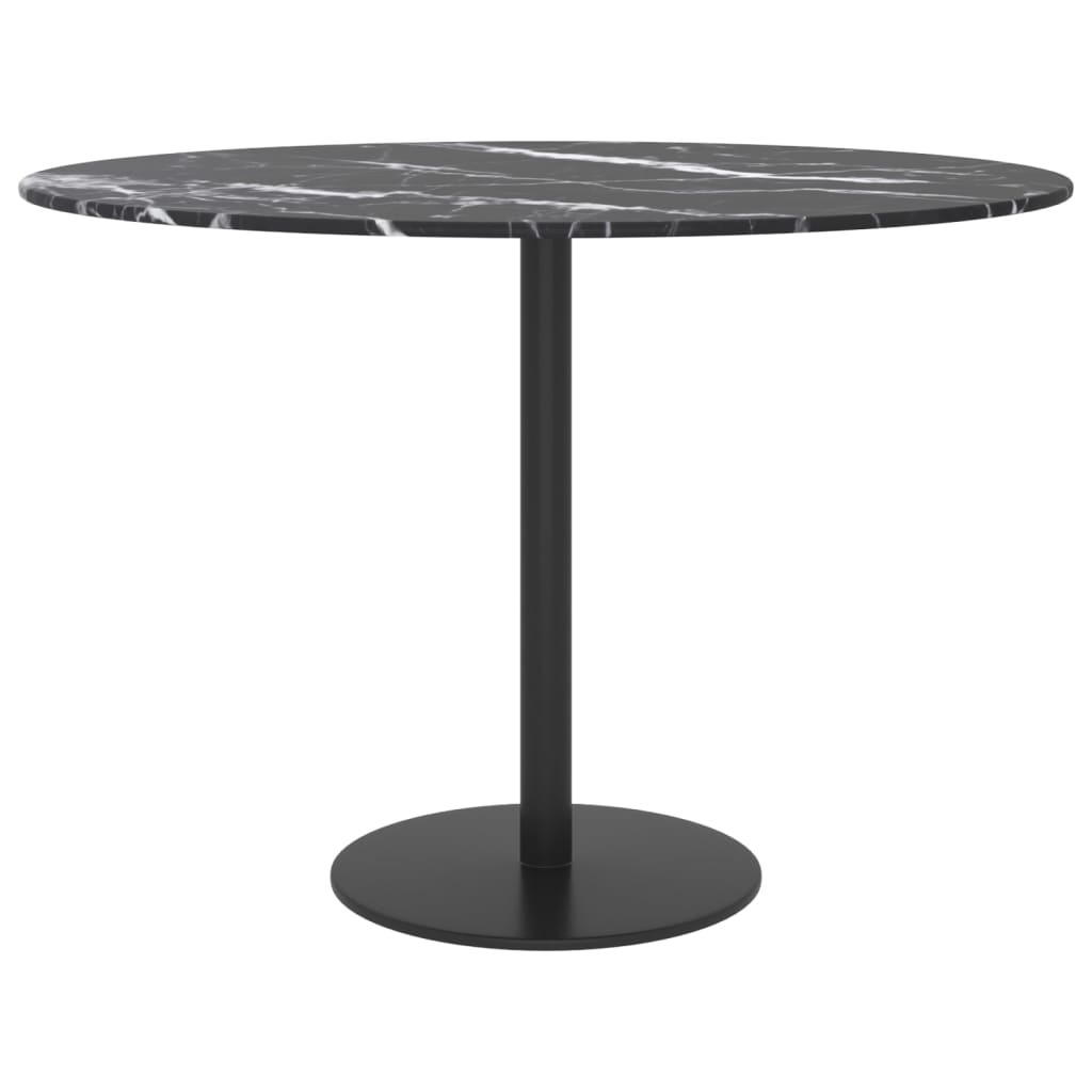 Dessus de table noir Ø60x0,8cm verre trempé avec design marbre - XIOS