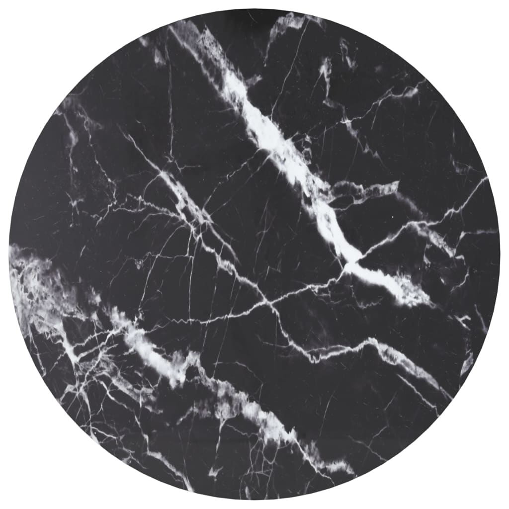 Dessus de table noir Ø70x0,8cm verre trempé avec design marbre - XIOS