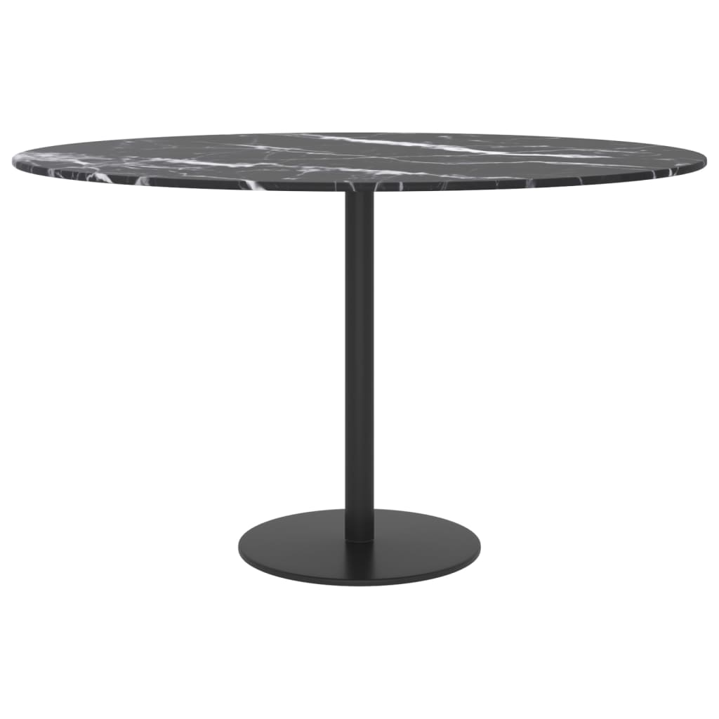 Dessus de table noir Ø70x0,8cm verre trempé avec design marbre - XIOS