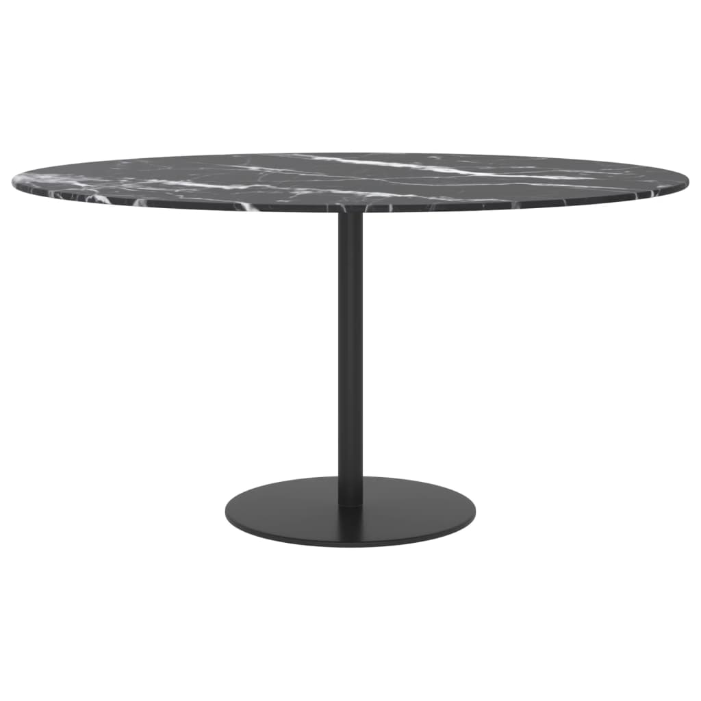 Dessus de table noir Ø80x1 cm verre trempé avec design marbre - XIOS