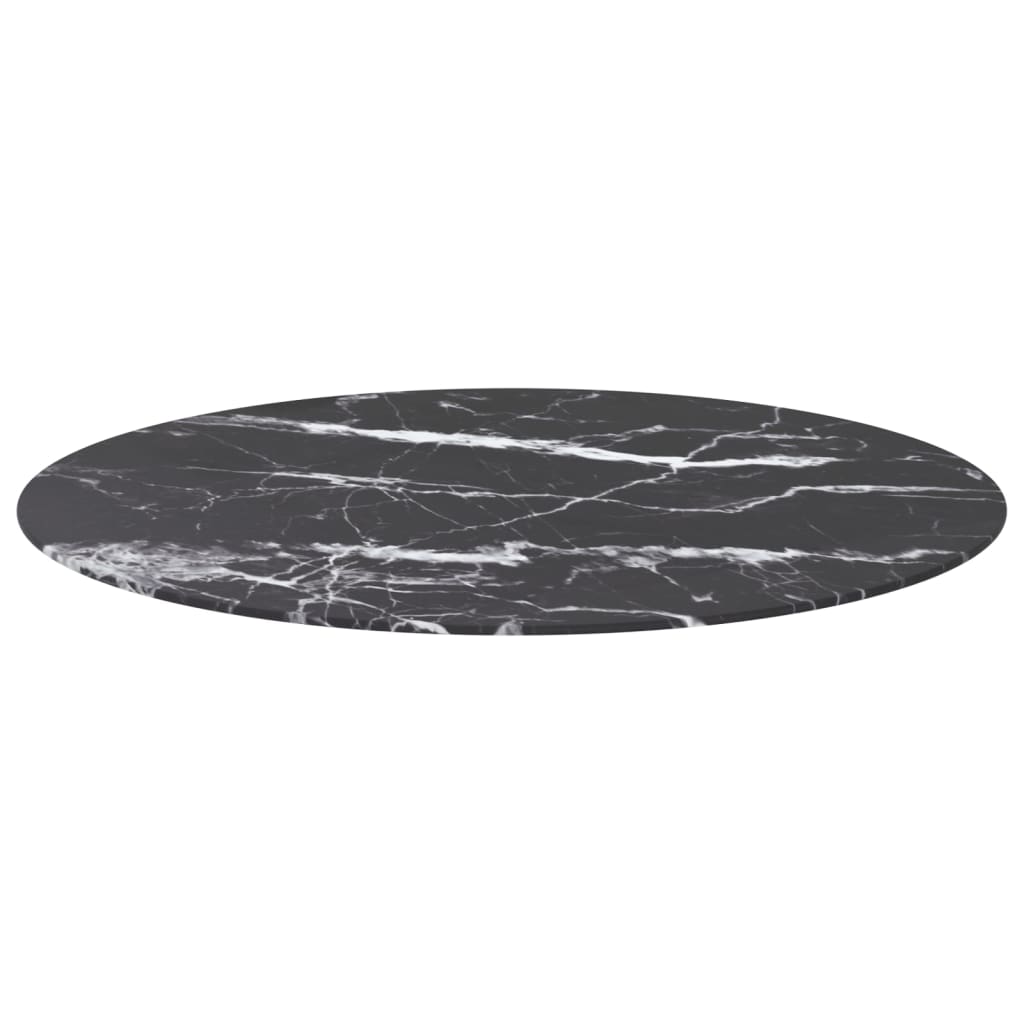 Dessus de table noir Ø90x1 cm verre trempé avec design marbre - XIOS