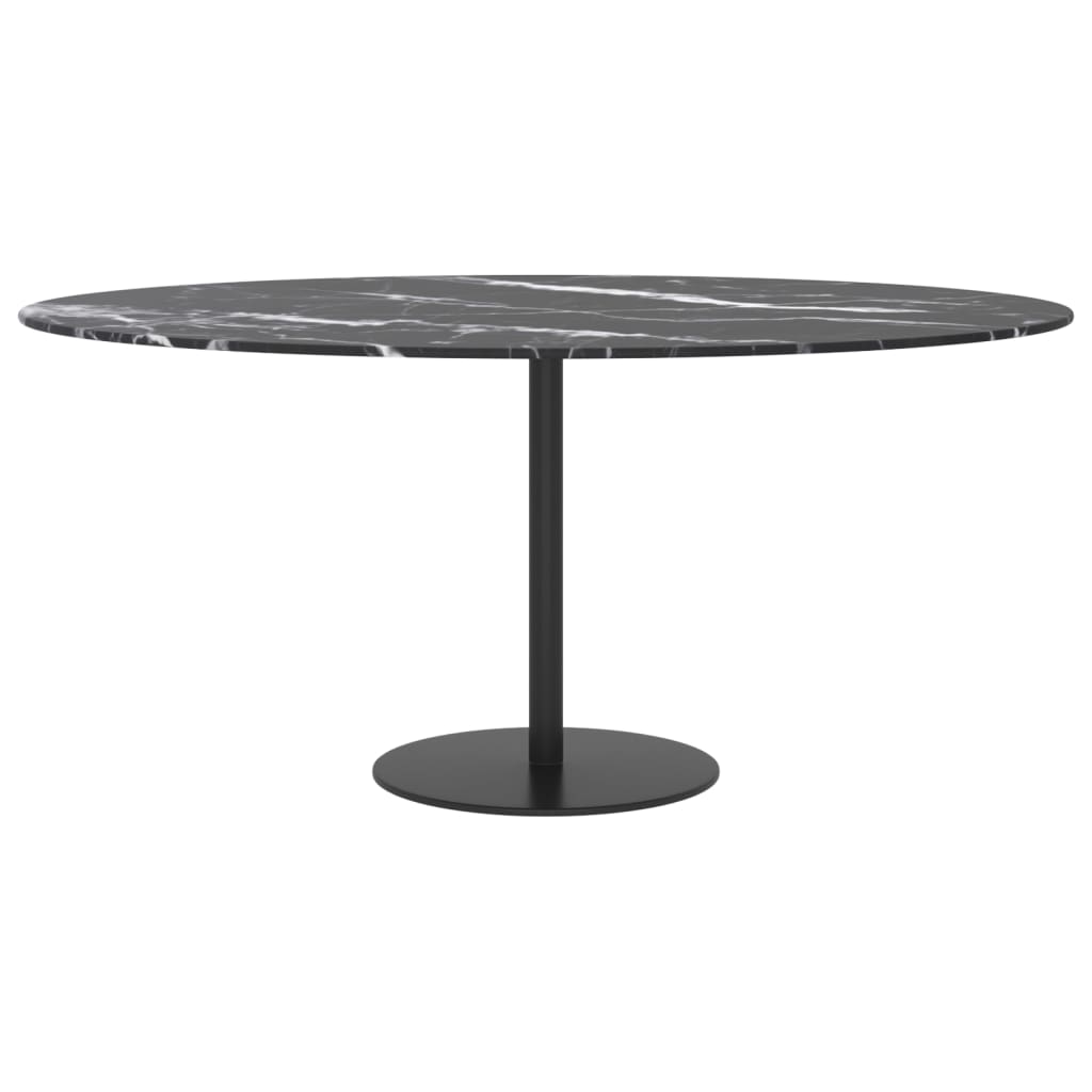Dessus de table noir Ø90x1 cm verre trempé avec design marbre - XIOS