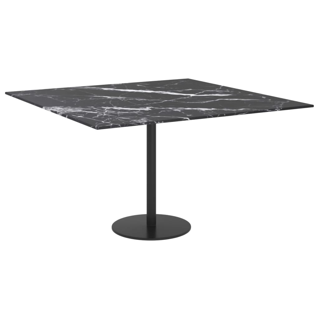 Dessus de table noir 70x70 cm 6 mm verre trempé design marbre - XIOS