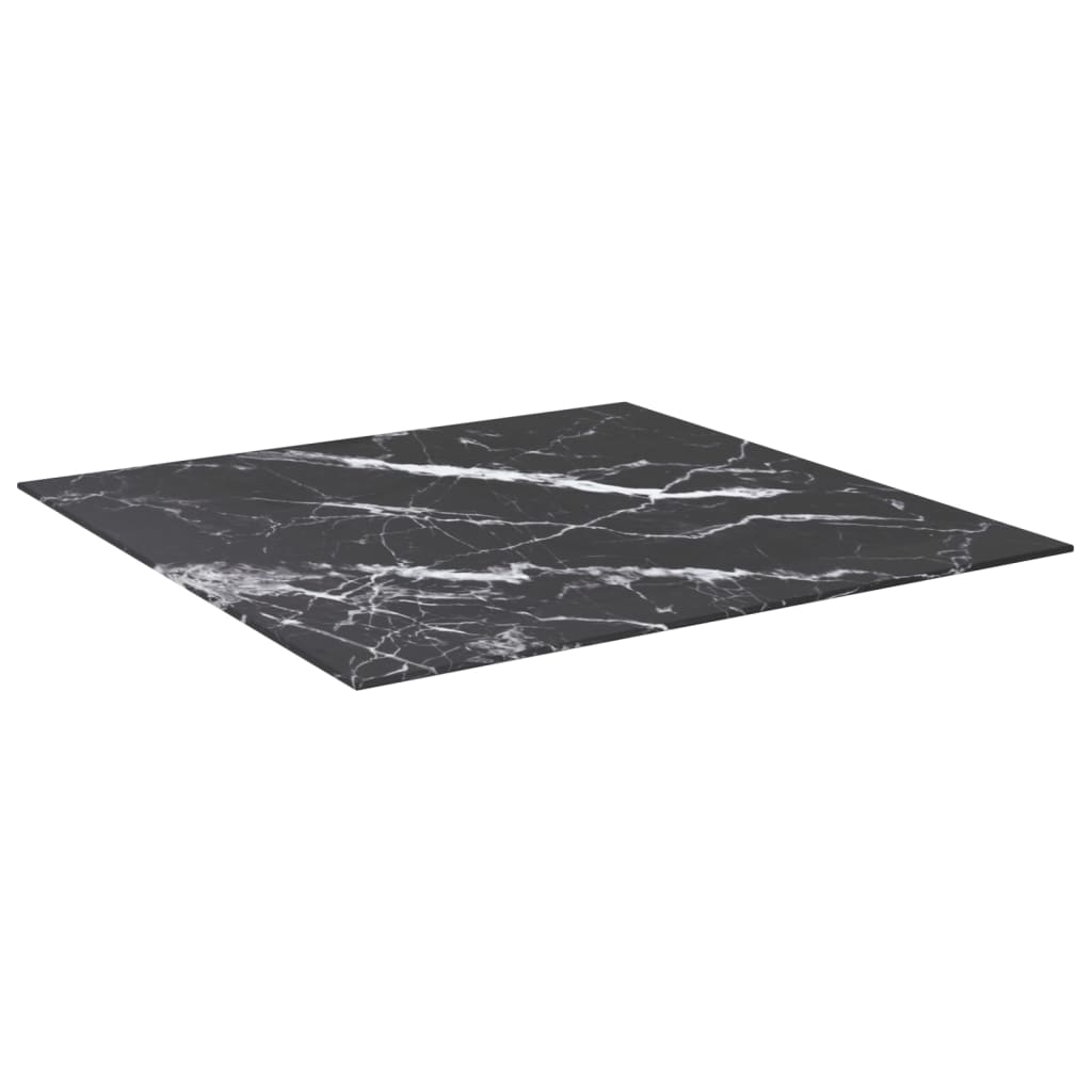 Dessus de table noir 80x80 cm 6 mm verre trempé design marbre - XIOS
