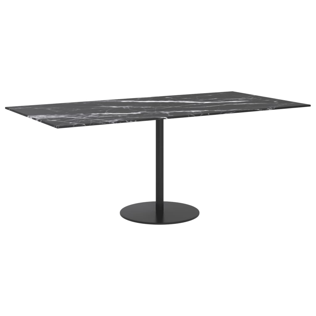 Dessus de table noir 100x50 cm 6 mm verre trempé design marbre - XIOS