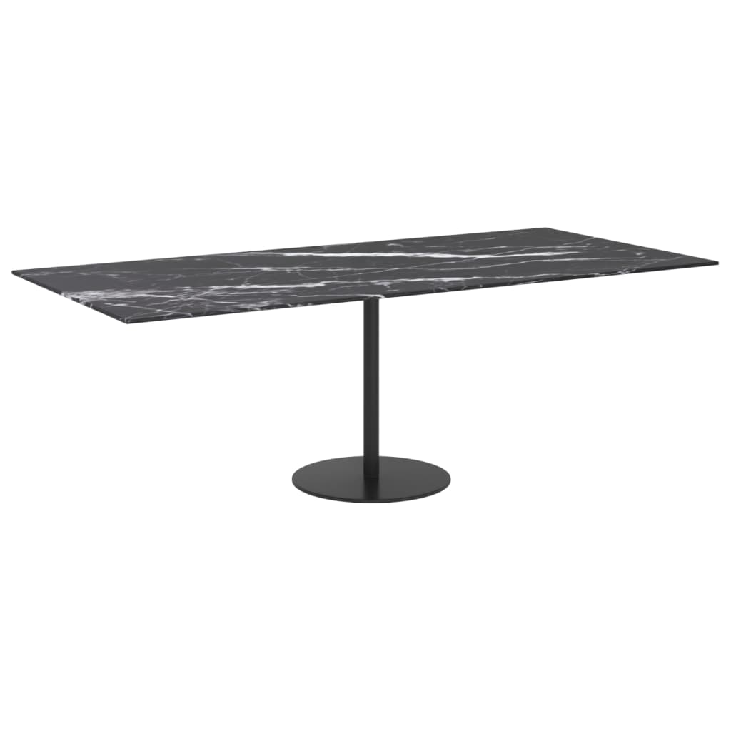 Dessus de table noir 100x62 cm 8 mm verre trempé design marbre - XIOS