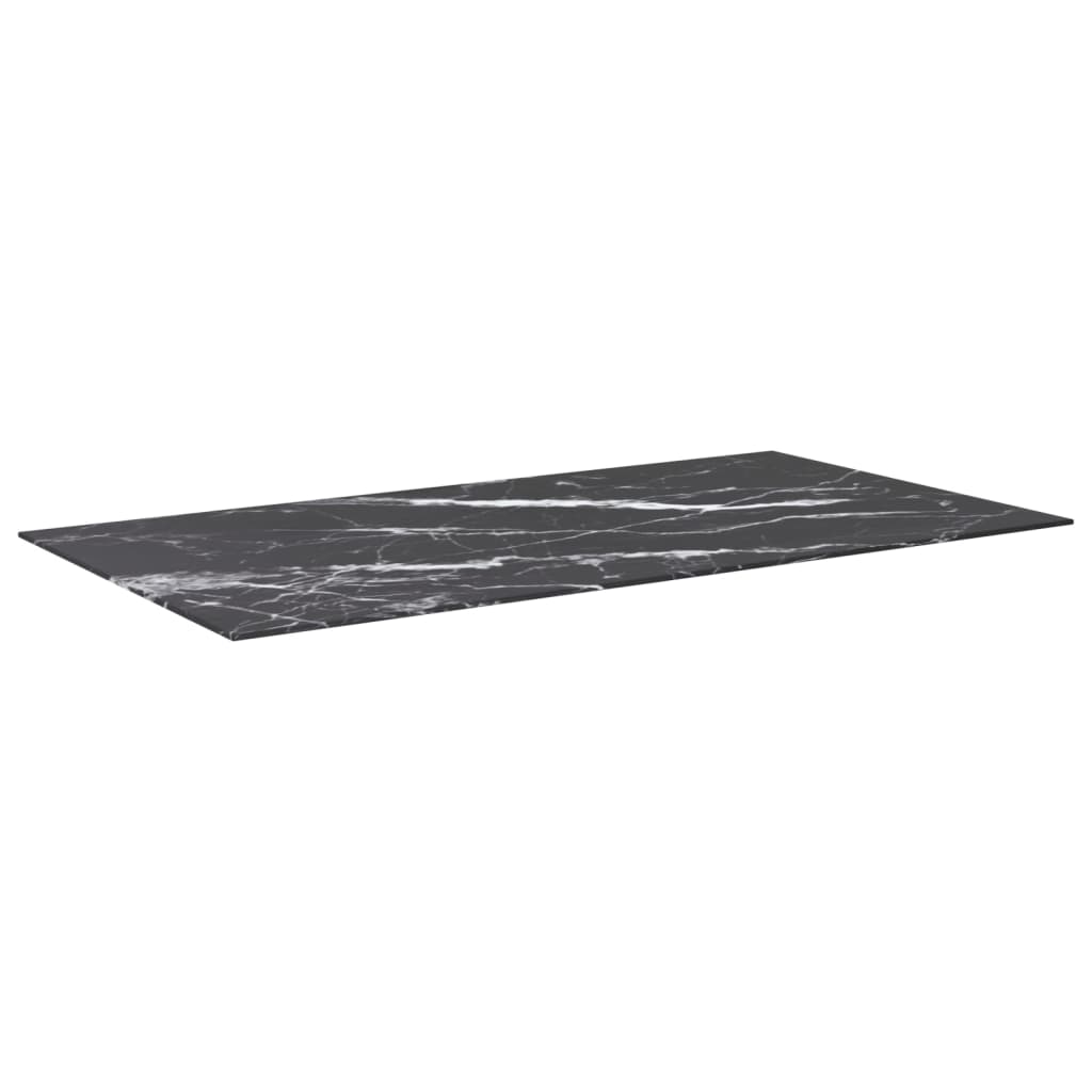 Dessus de table noir 120x65 cm 8 mm verre trempé design marbre - XIOS