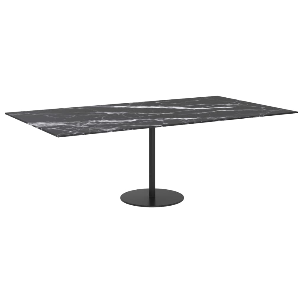 Dessus de table noir 120x65 cm 8 mm verre trempé design marbre - XIOS