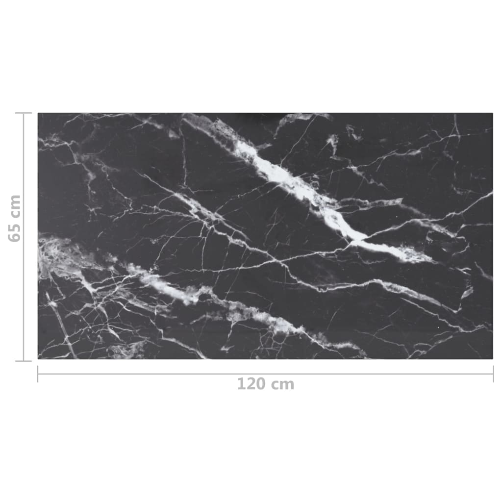 Dessus de table noir 120x65 cm 8 mm verre trempé design marbre - XIOS