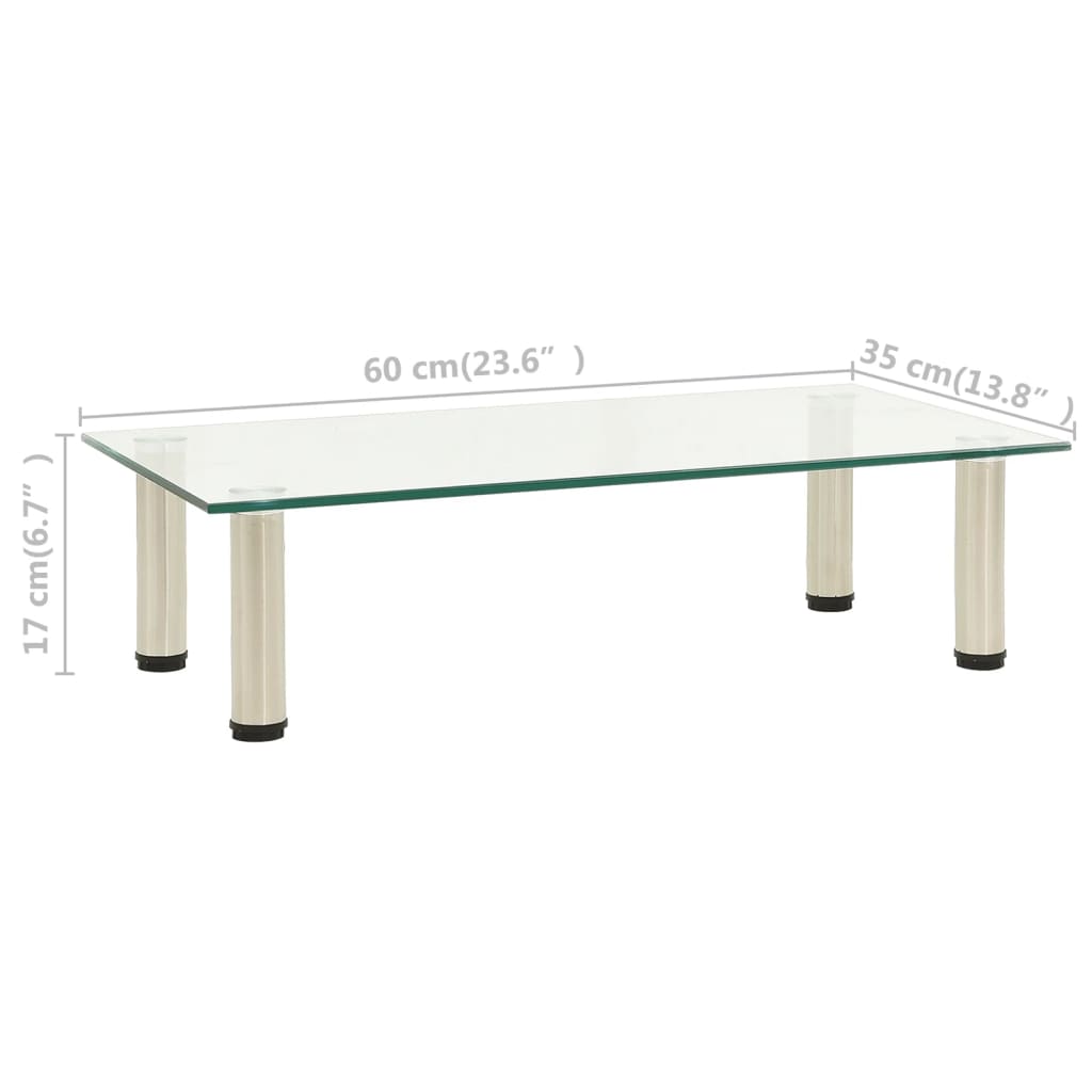 322763 vidaXL TV Stand Transparent 60x35x17 cm Tempered Glass - XIOS