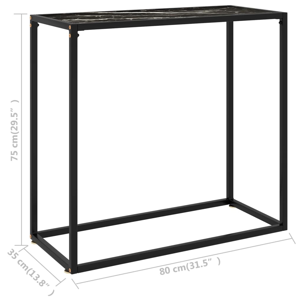 Table console Noir 80x35x75 cm Verre trempé - XIOS