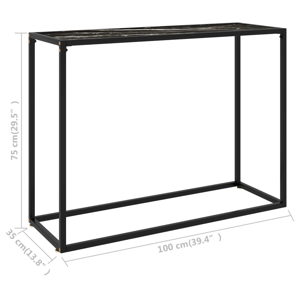 Table console Noir 100x35x75 cm Verre trempé - XIOS