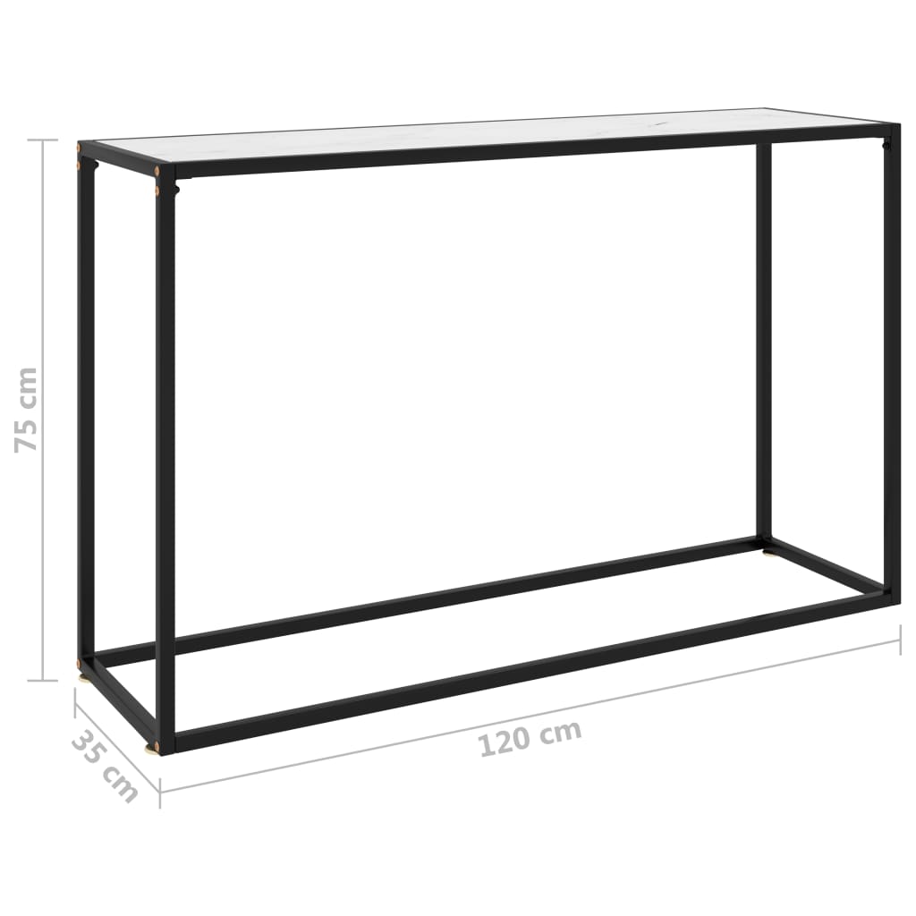 Table console Blanc 120x35x75 cm Verre trempé - XIOS