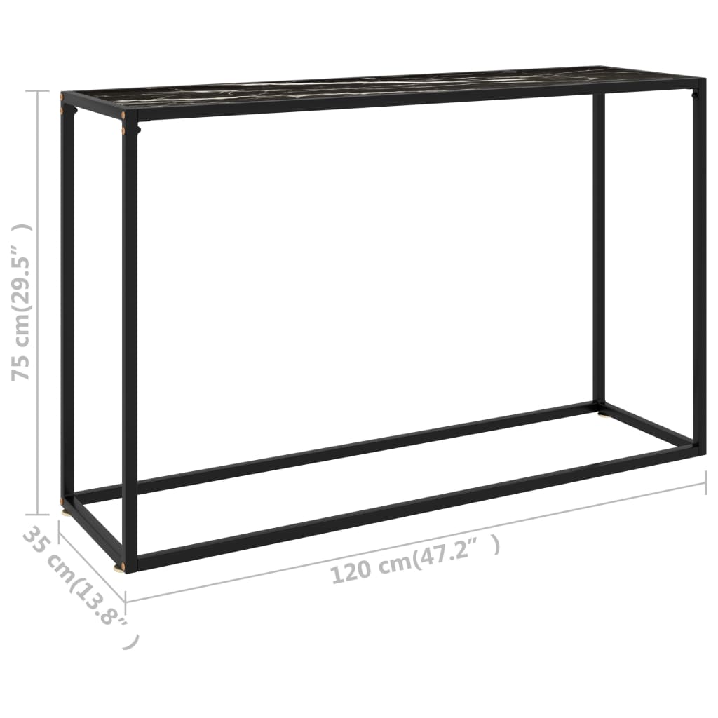 Table console Noir 120x35x75 cm Verre trempé - XIOS