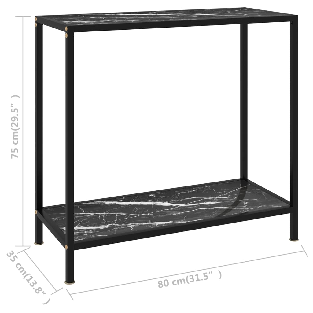 Table console Noir 80x35x75 cm Verre trempé - XIOS