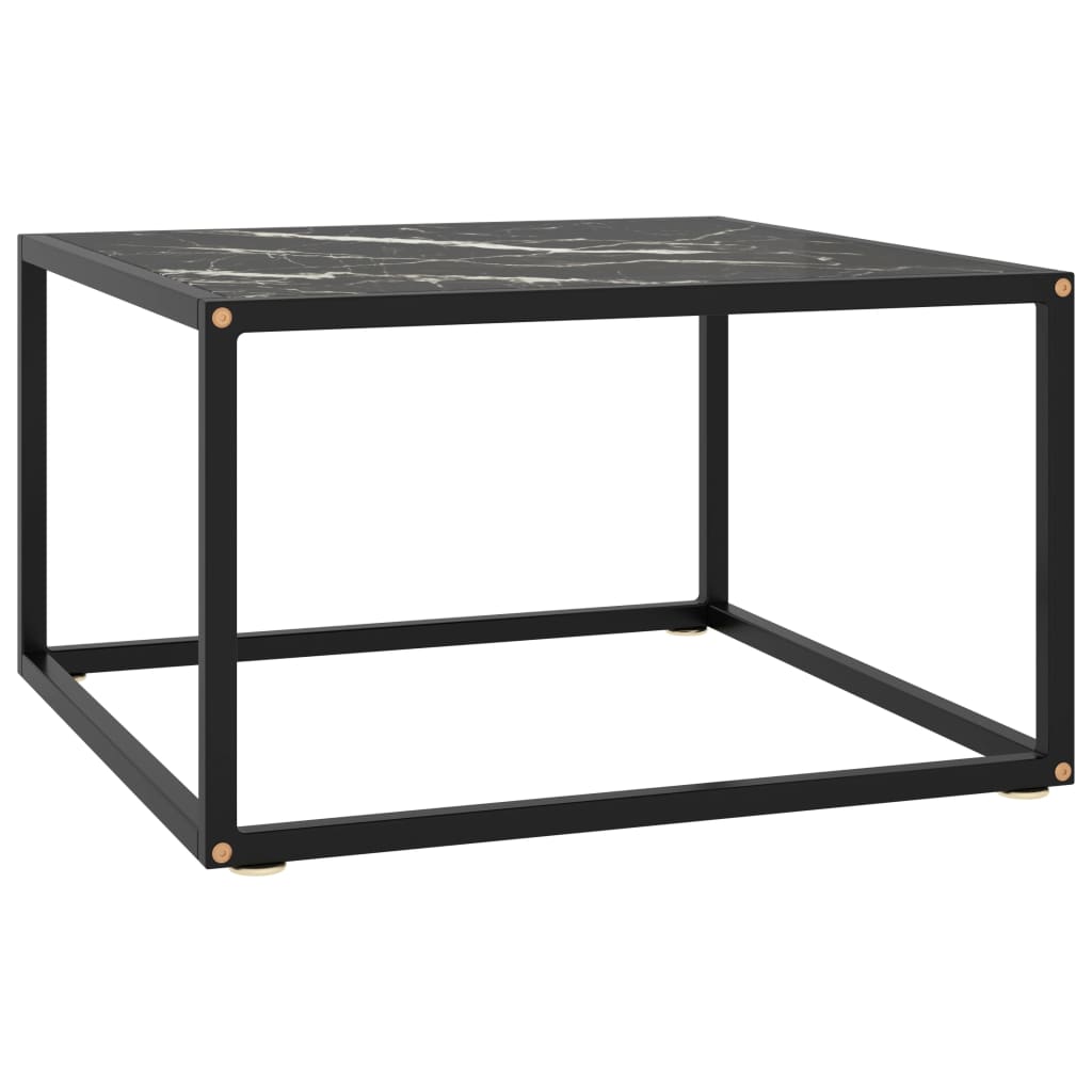Table basse Noir avec verre marbre noir 60x60x35 cm - XIOS