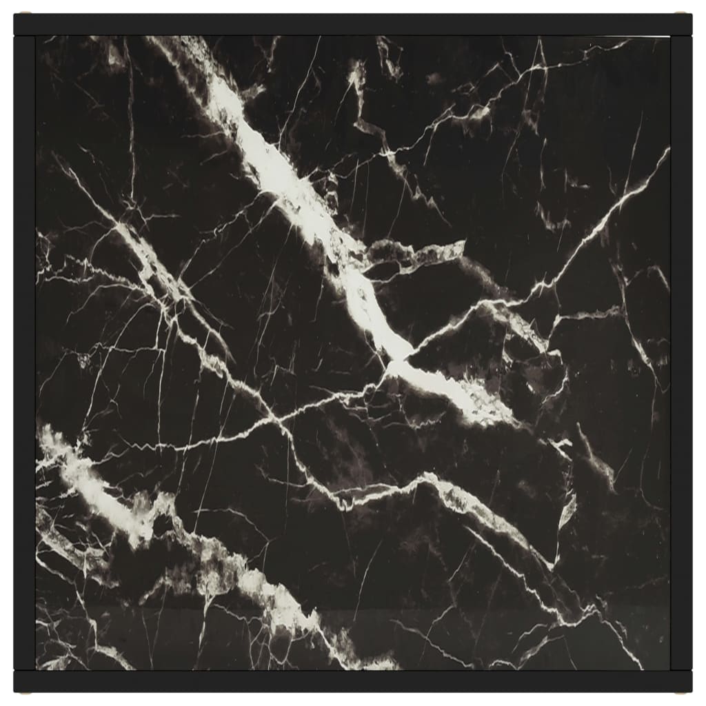 Table basse Noir avec verre marbre noir 60x60x35 cm - XIOS