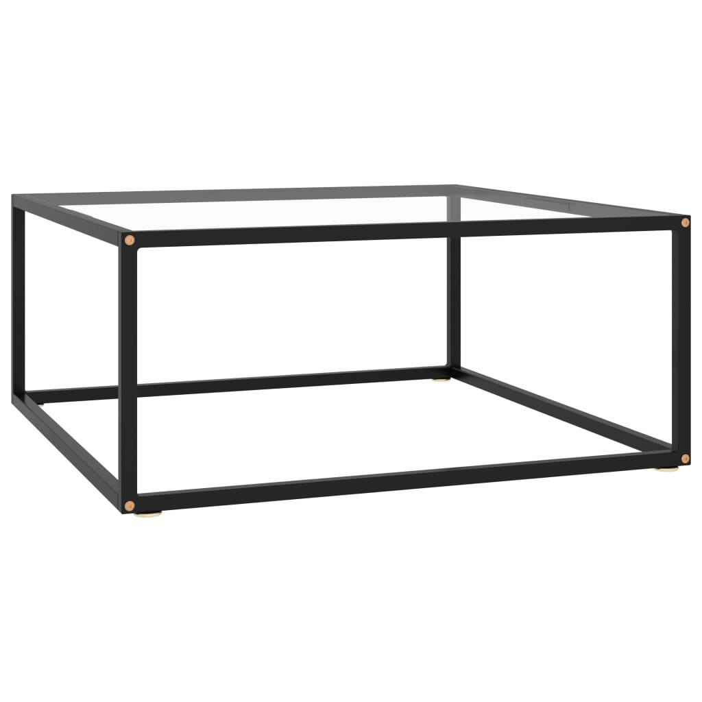 Table basse Noir avec verre trempé 80x80x35 cm - XIOS
